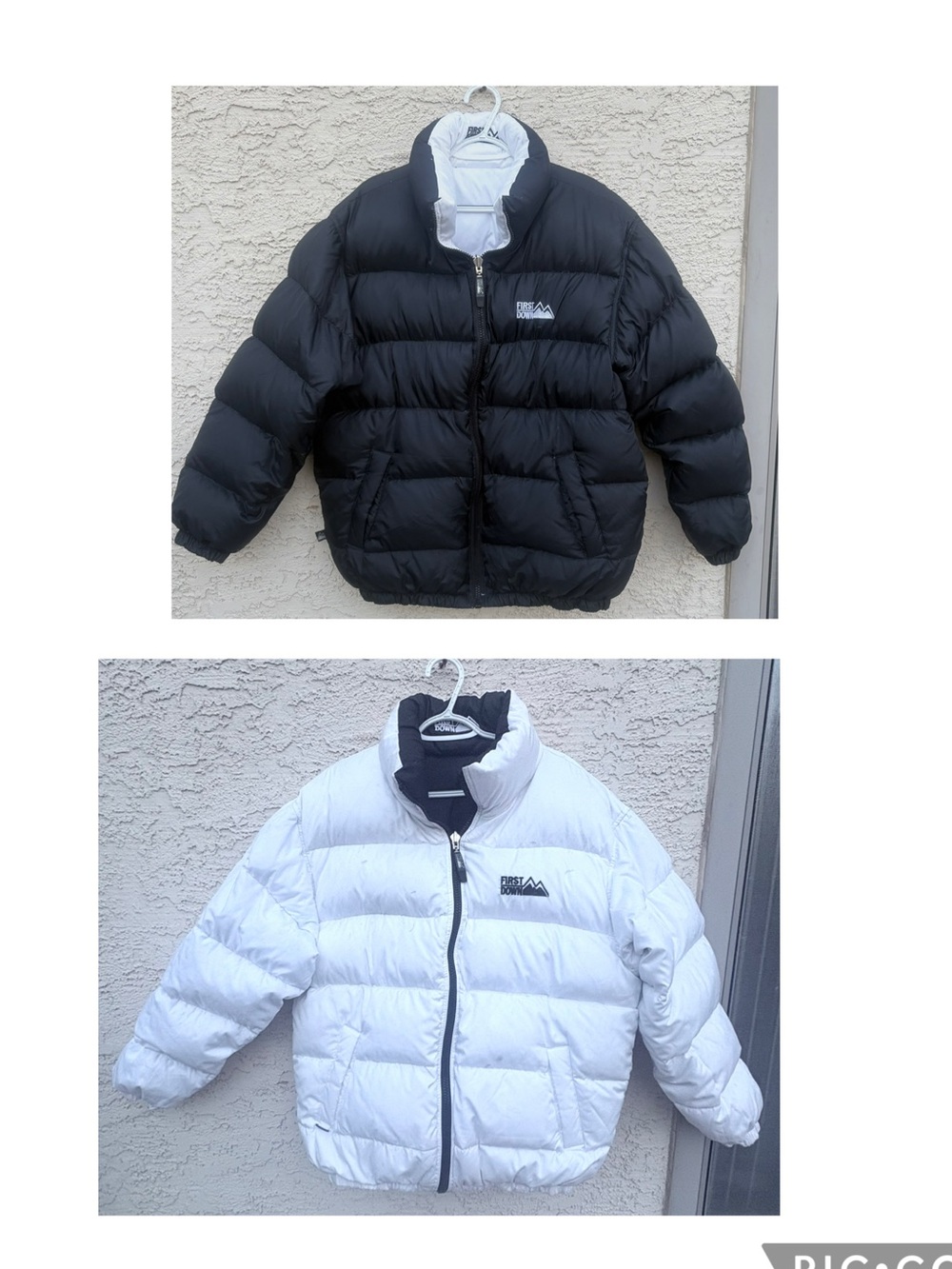 NICE Vintage 90’s First Down Men M Reversible Puffer Coat Ski Jacket Black/White